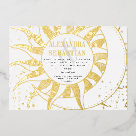 Midnight Stars Måne Sol Celestial Bröllop Silver