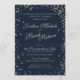 Midnight Stars Twinkle Sky Sweet Sixteen Födelseda Inbjudningar