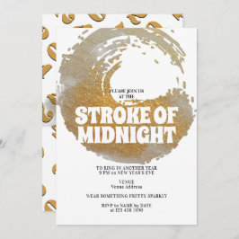 Midnight Stroke Party Svart Guld Nyårsafton Inbjudningar