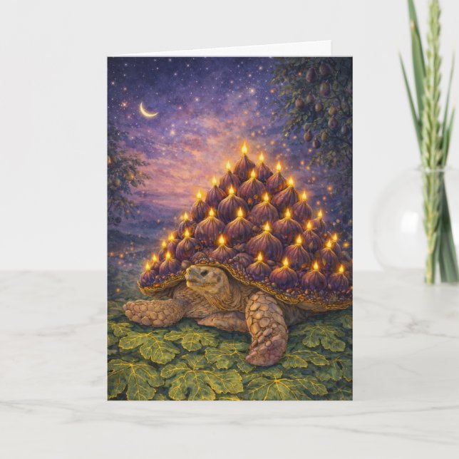 Midnight Sulcata Sköldpadda Fikondoftårta Kort (Framsida)