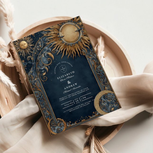 Midnight Sun Celestial Wedding Inbjudningar (Skapare uppladdad)