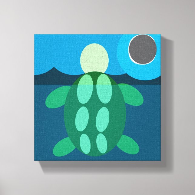Midnight swim sköldpadda på canvas (Framsida)