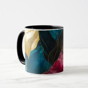 Midnight Teal & Gold Marmor Fusion Mugg