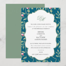 Midnight Teal och Basil Green Övningsmiddag Inbjudningar