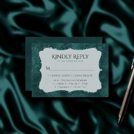 Midnight Teal Romantik | Mörk Satiny Damask Entree OSA Kort