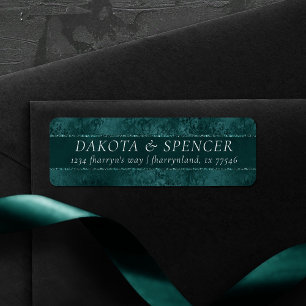 Midnight Teal Romantik Mörk Satiny Grunge Adress Returadress Etikett