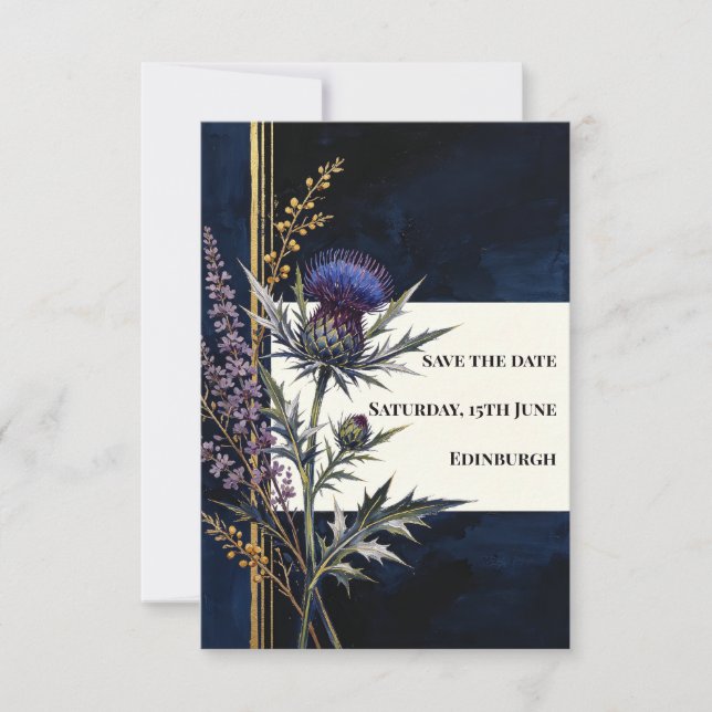 Midnight Thistle Koppar Save The Date Spara Datumet (Framsida)