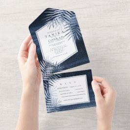 Midnight Tropical Palms Moody Blue ID1322