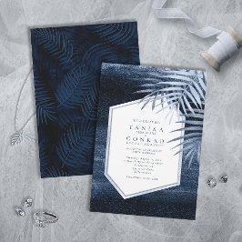 Midnight Tropical Palms Moody Blue ID1322 Inbjudningar