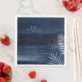 Midnight Tropical Palms Moody Blue ID1322 Pappersservett