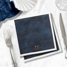 Midnight Tropical Palms Moody Blue Mönster ID1322 Pappersservett