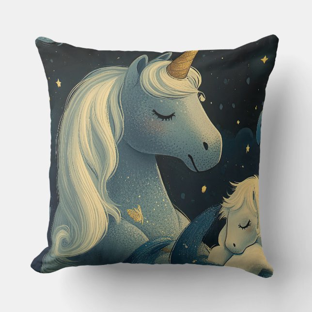 Midnight Unicorn Slumber Party Kudde (Framsida)