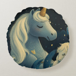 Midnight Unicorn Slumber Party Rund Kudde