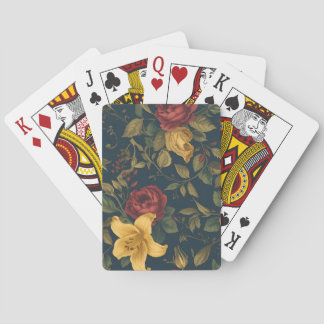 Midnight Victorian Floral – Yellow Lilies & Roses Casinokort