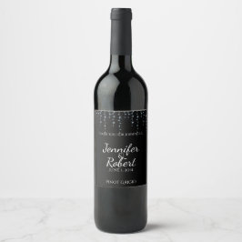 Midnight Vineyard Bröllop Vin-etikett Vinflaska Etikett