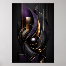 Midnight Violet Lyx 3D Abstrakt Affisch
