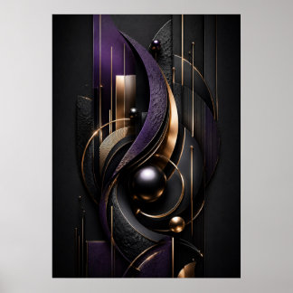 Midnight Violet Lyx 3D Abstrakt Affisch