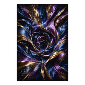 Midnight Violet Lyx 3D Abstrakt Virvel Poster