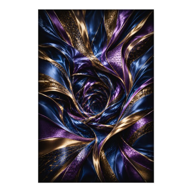 Midnight Violet Lyx 3D Abstrakt Virvel Poster (Framsidan)