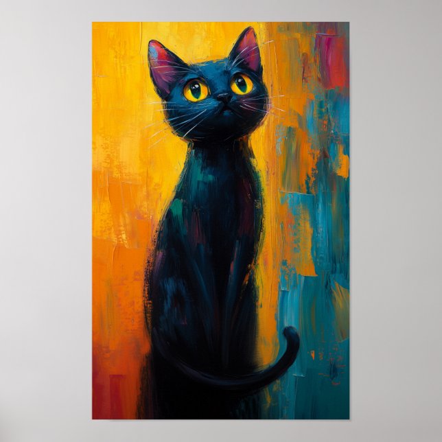 Midnight Watcher i abstrakta färger - Mörkt viskan Poster (Framsidan)