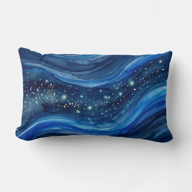 Midnight Watercolor Galaxy Lumbarkudde (Framsida)