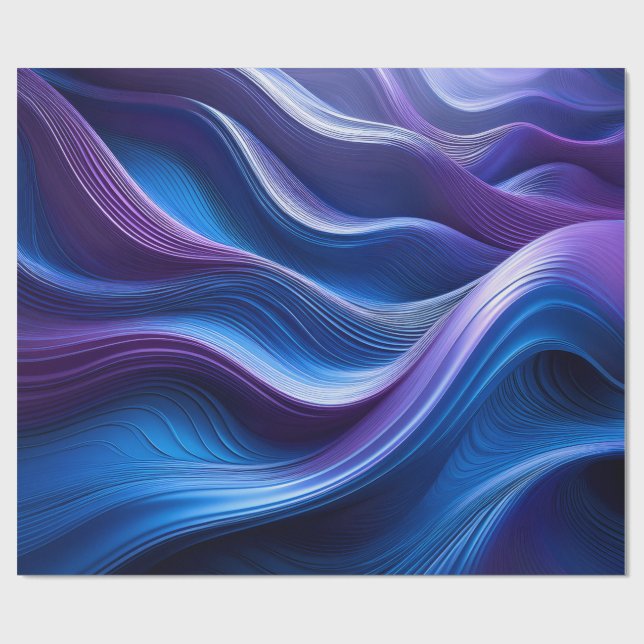 Midnight Waves – Elegant Abstrakt Flödande Tapet Presentpapper (Platt)