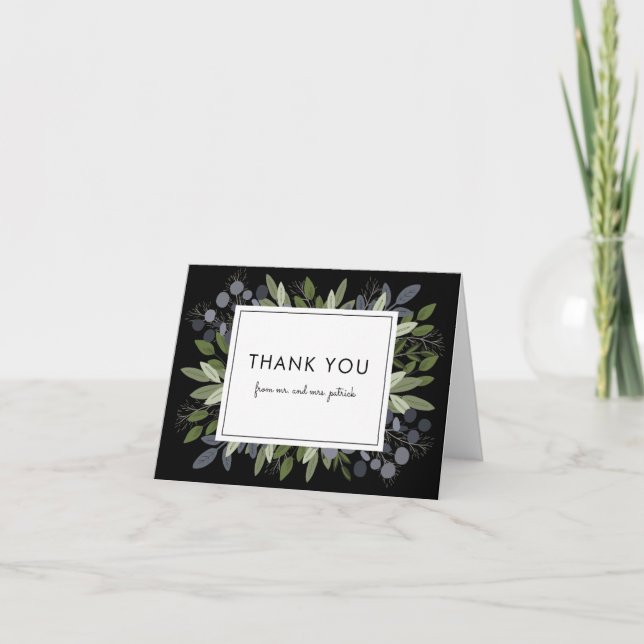 Midnight Wedding Sprig Tacksamhetskort Tack Kort (Framsida)