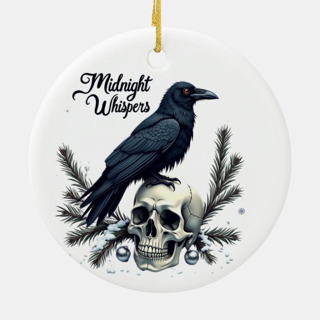Midnight Whispers Raven and Skull Ornament (Baksidan)