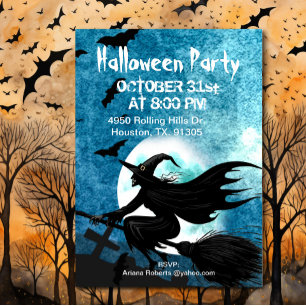 Midnight Witch Halloween fest Inbjudningar