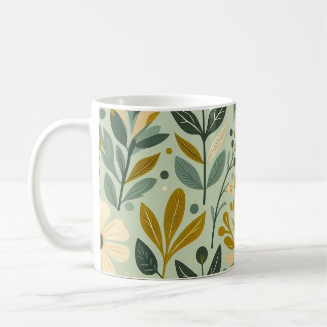 Midsekels Boho Blommigt Wildblommblommor Blue Kaffemugg (Vänster)
