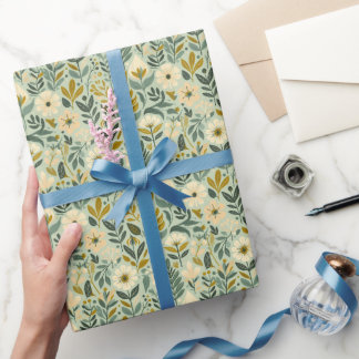 Midsekels Boho Blommigt Wildblommblommor Blue Presentpapper