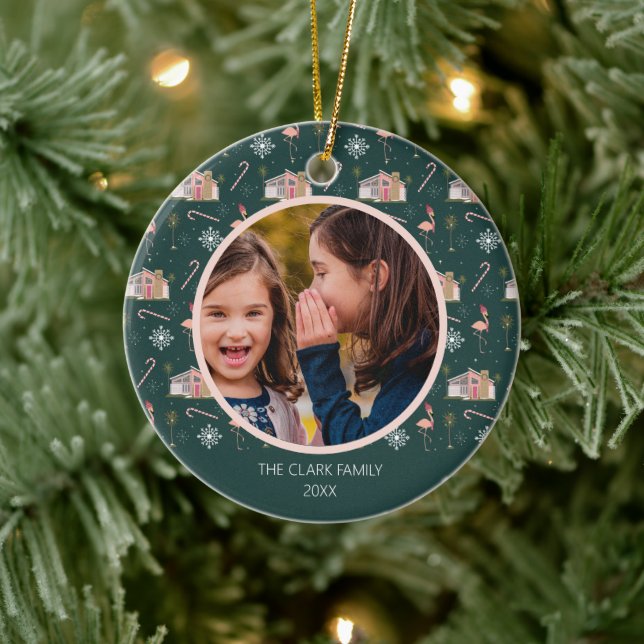 Midsekels Rosa House Handflatan Träd Photo Julgransprydnad Keramik (Träd)