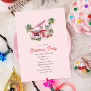 Midsekets moderna hus, Rosa jul Party Inbjudningar
