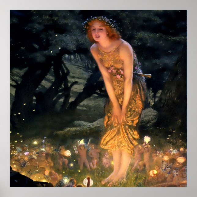 “Midsommar afton” av Edward Robert Hughes Poster (Framsidan)