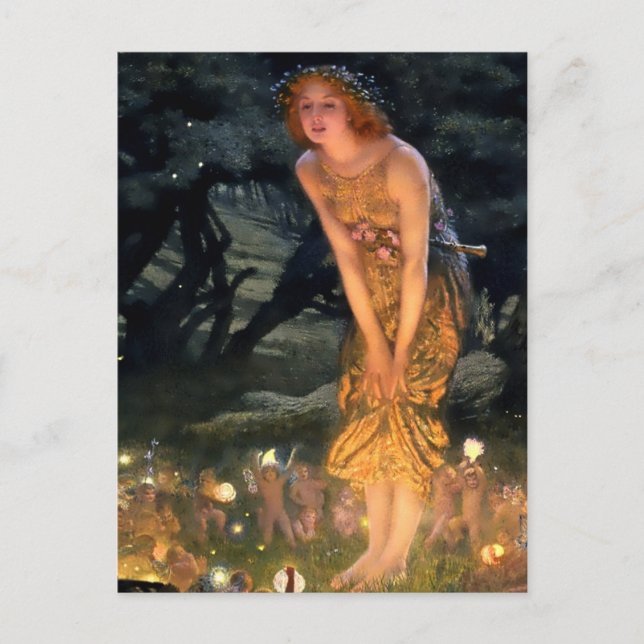 “Midsommar afton” av Edward Robert Hughes Vykort (Framsida)