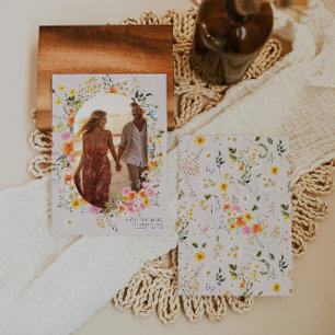 Midsommar Foto för romantiska hösthöns-Blommigta Spara Datumet