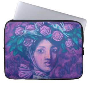 Midsommar Hat, sommarfantasy Surreal Porträtt Art Laptop Fodral