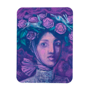 Midsommar Hat, sommarfantasy Surreal Porträtt Art Magnet