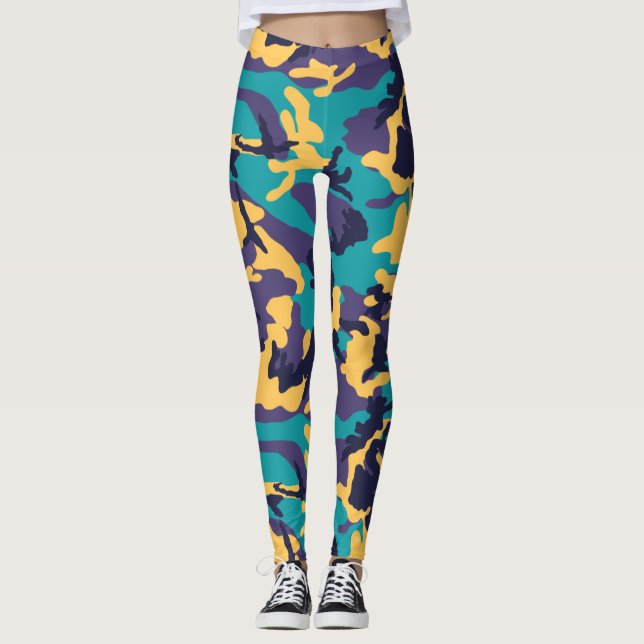 Midsommar Kamouflage Mönster Leggings (Framsida)