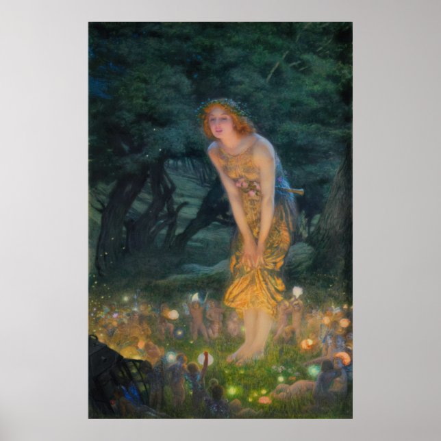 Midsommar Kväll av Edward Robert Hughes Poster (Framsidan)