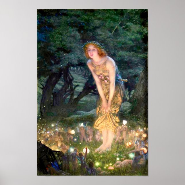 Midsommar Kväll av Edward Robert Hughes Poster (Framsidan)