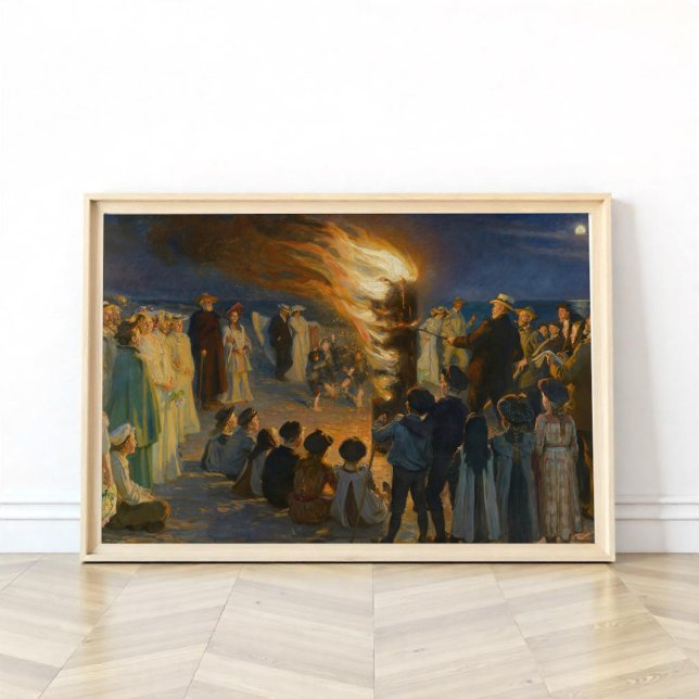 Midsommar Kväll Bonfire på Skagen Beach, P.S.Krøye Poster (Skapare uppladdad)