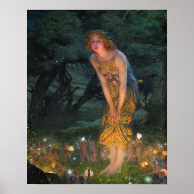 Midsommar Kväll c. 1908 av Edward Robert Hughes Poster (Framsidan)