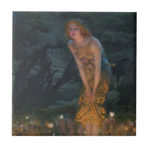 Midsommar Kväll Edward Robert Hughes älvor fantasi Kakelplatta