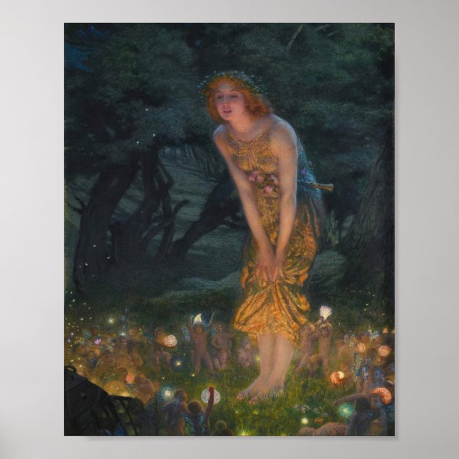 Midsommar Kväll Edward Robert Hughes Älvor Fantasy Poster (Framsidan)