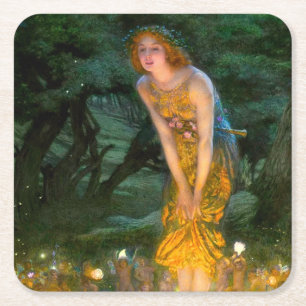 Midsommar Kväll Edward Robert Hughes Underlägg Papper Kvadrat