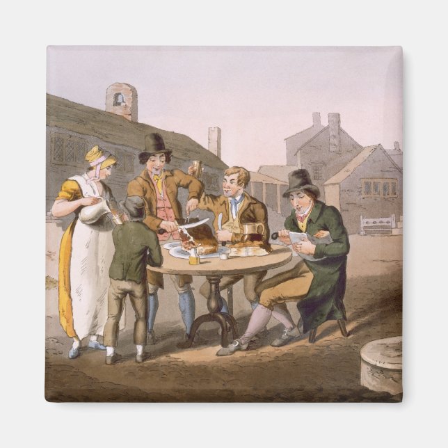 Midsommar Kväll, från "Costume of Yorkshire" engra Magnet (Framsidan)