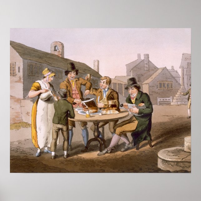 Midsommar Kväll, från "Costume of Yorkshire" engra Poster (Framsidan)