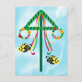 Midsommar Ladybug Maypole Vykort