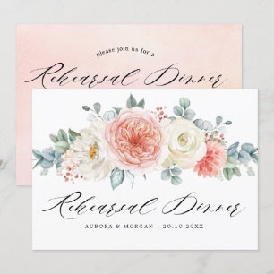 Midsommar Peach Pastel Blommigt Rehearsal Dinner Inbjudningar